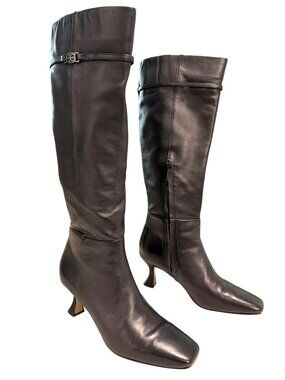 Revolve Sam Edelman Lyla Black Leather Wide Calf Knee High Boots 7.5 New